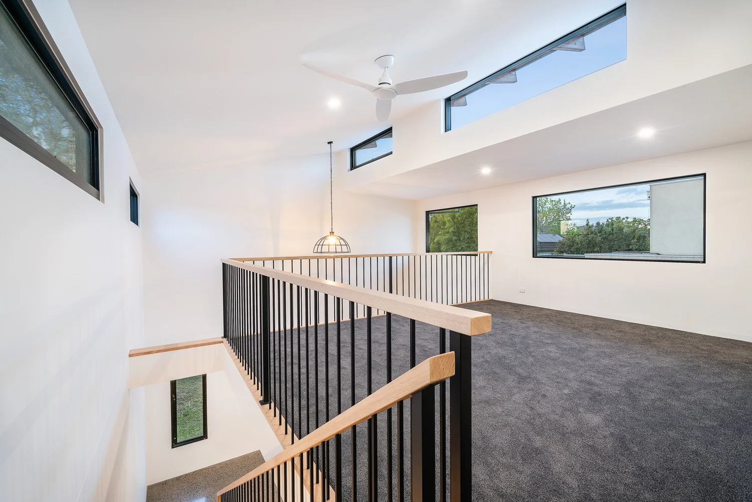 Upper loft level with timber detailing, Colin Street Bentleigh East — Eco Building Design