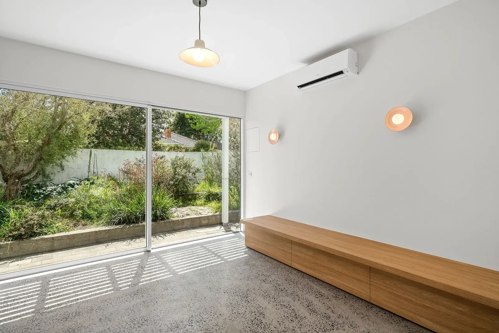 Light-filled open-plan living area in a new Beaumaris home
